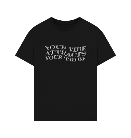 Black Simplicity \"Your Vibe Attracts Your Tribe\" Oversized Tee