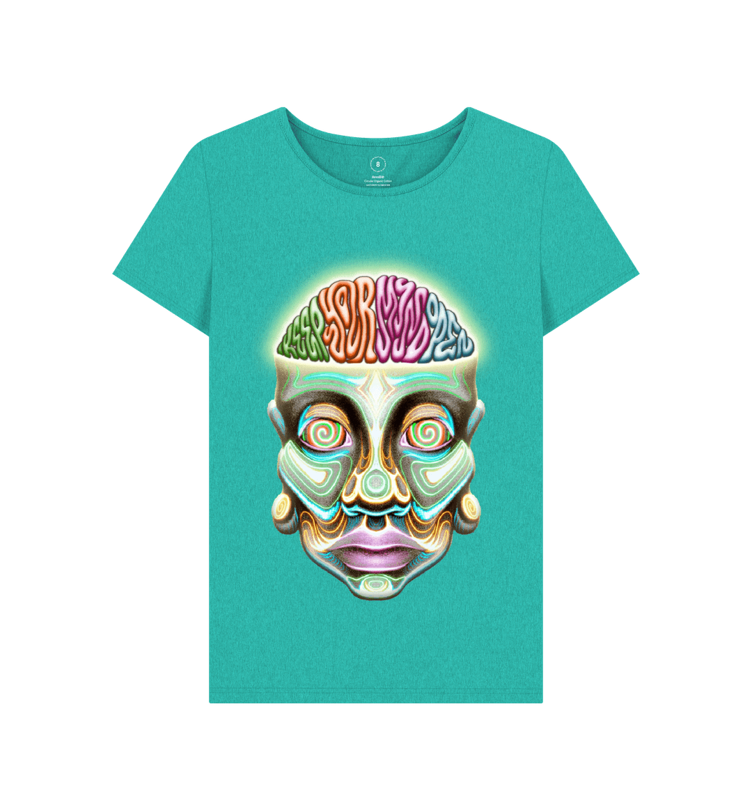 Seagrass Green \u201dKeep Your Mind Open\u201d Feminine Remill Tee