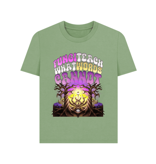 Sage \"Fungi Teach What Words Cannot\" Feminine Tee