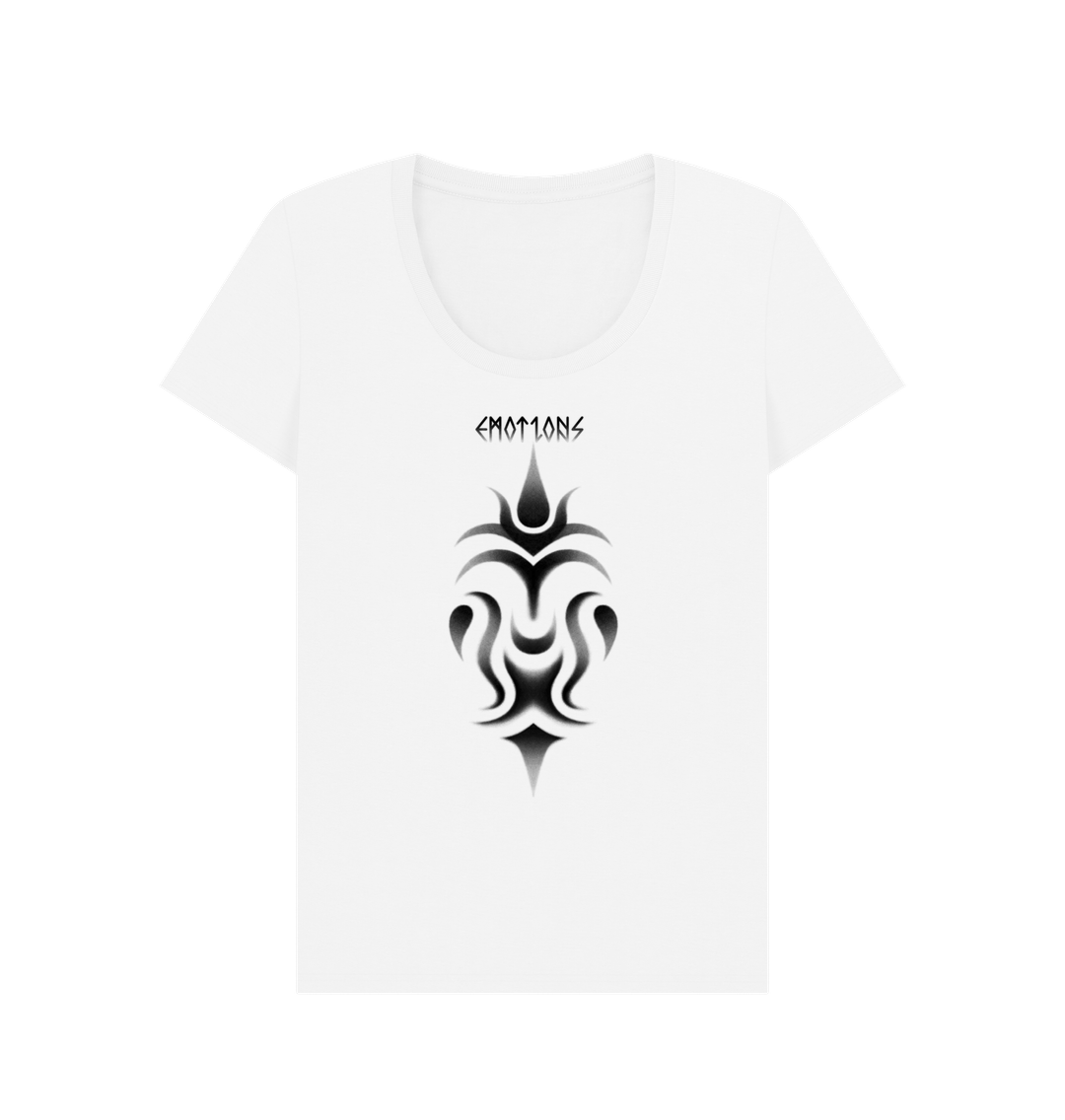 White \u201cEmotions\u201d Scoop Neck